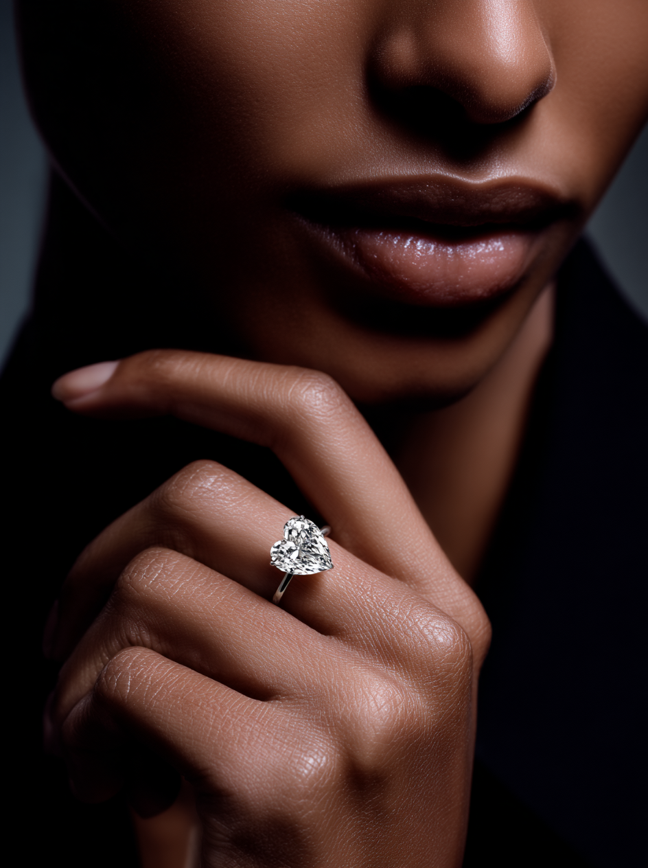Dayna heart-cut diamond ring 2-3 carat D-color VVS1 18K gold lab-grown"
