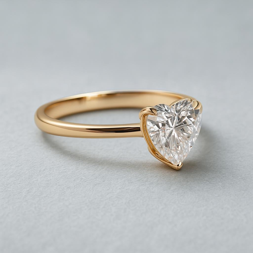 Dayna heart-cut diamond ring 2-3 carat D-color VVS1 18K gold lab-grown