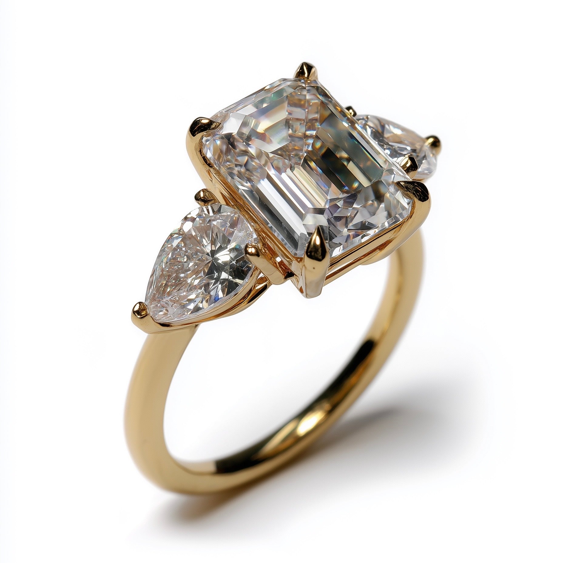 Sabine step-cut diamond ring with round brilliant accents VVS1